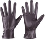 Leather Gloves for Women Winter Warm Gloves Touch Screen Warm Wool Lined Texting Driving Gloves - Image 3