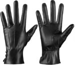 Leather Gloves for Women Winter Warm Gloves Touch Screen Warm Wool Lined Texting Driving Gloves - Image 2
