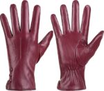 Leather Gloves for Women Winter Warm Gloves Touch Screen Warm Wool Lined Texting Driving Gloves